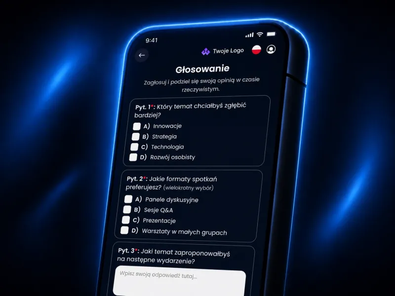 Interfejs głosowania na żywo EventApp z wynikami w czasie rzeczywistym
