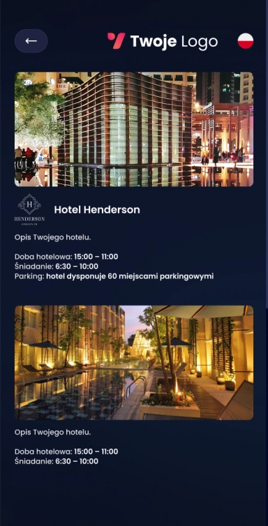Ekran rezerwacji hotelowych
