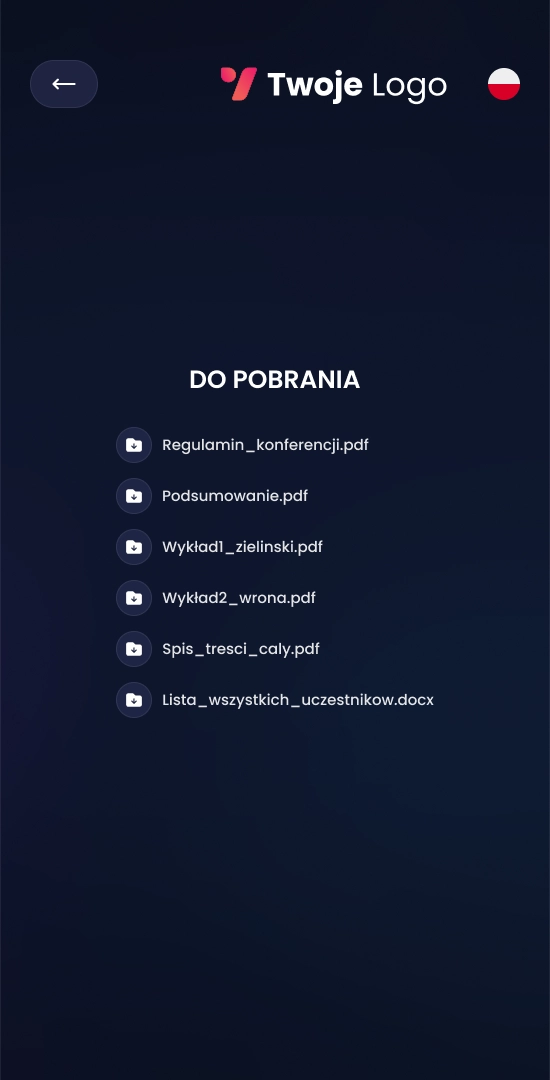 Ekran plików do pobrania