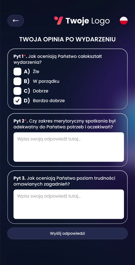 Ekran ankiety dla uczestników